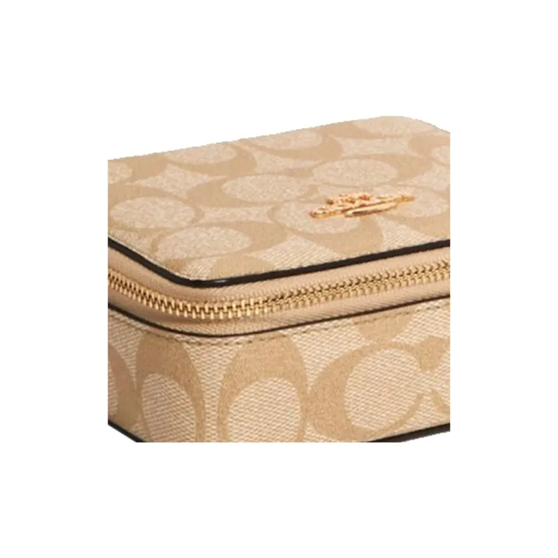 COACH Jewelry Bo Canvas Jewelry Box Storage Box Tubas Women's Light Khaki Monogram-3