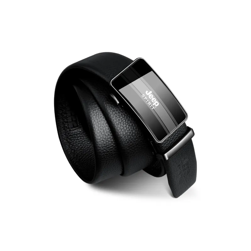 JEEP SPIRIT Automatic Buckle Head Cow Leather Leather Belts Men's Black-3