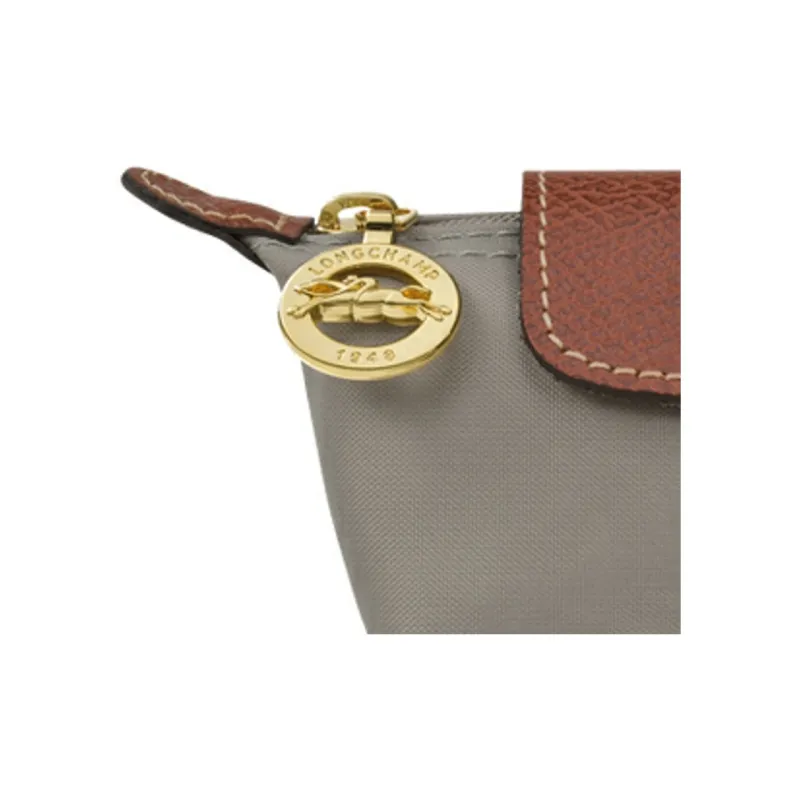 LONGCHAMP Le Pliage Cow Leather Trim Coin Purse Women's Gray-2