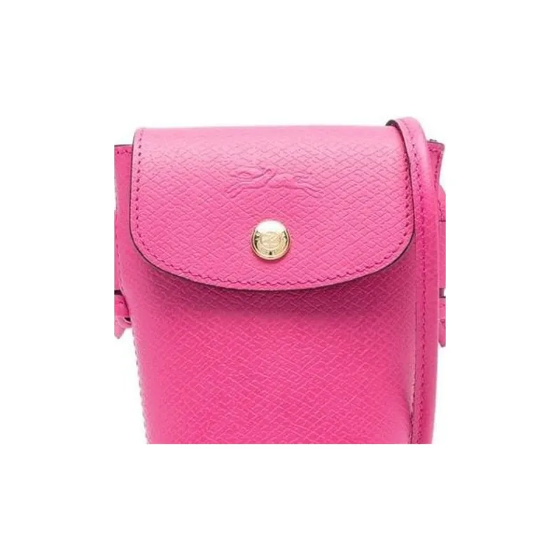 LONGCHAMP Cow Leather Shoulder Bag Crossbody Bag Cell Phone Pouch Women's Pink-2