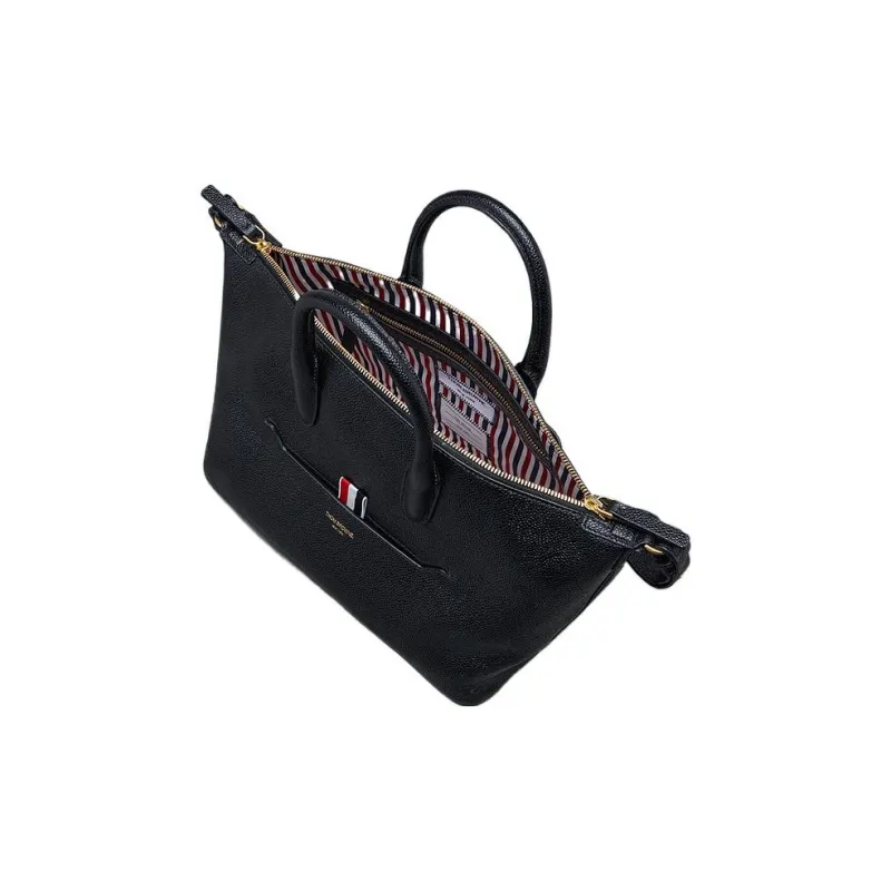 THOM BROWNE· Cow Leather Crossbody One Shoulder Handbag Small Size Men's Black-3