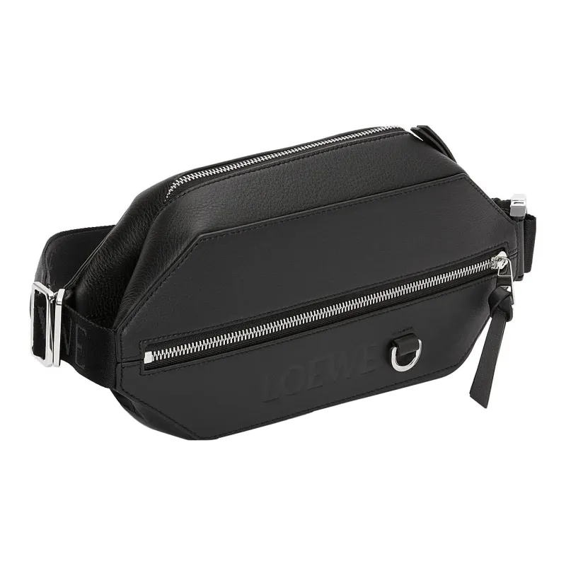 LOEWE Cow Leather Crossbody Bags Fanny Pack Men's Black-2