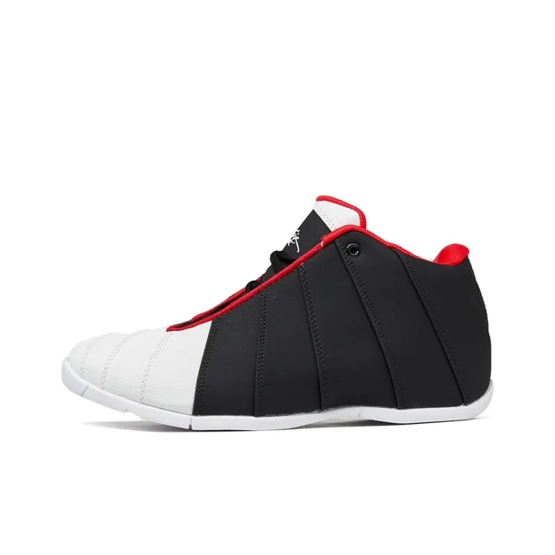 VOIT Walter Cushioning Coverage Abrasion Resistant Slip Resistant Mid Top Basketball Shoes Men's White Black-0
