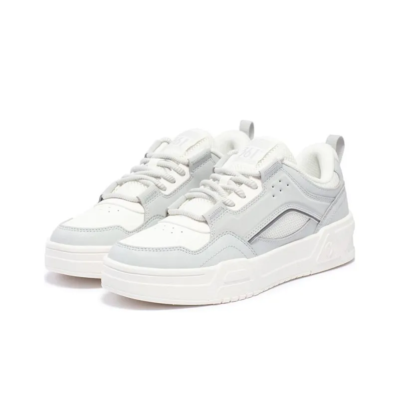 361° Abrasion Resistant Breathable Low Top Skateboard Shoes Women's White Gray-3