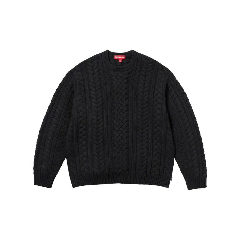 Supreme Appliqué Cable Knit Sweater Marine Blue/Navy L - POIZON