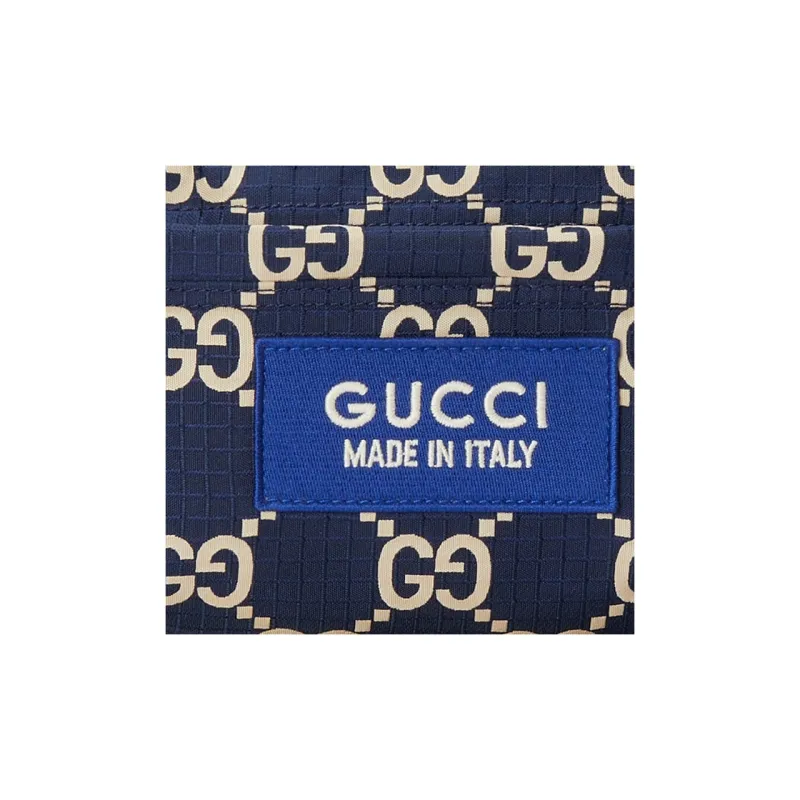 GUCCI Recycled Polyester Bonded Satin Binding Backpack Large Size Men's Dark Blue & Beige-7