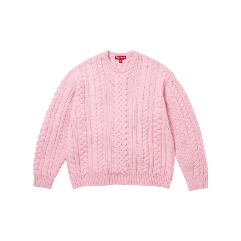 Supreme Appliqué Cable Knit Sweater Ivory M - POIZON