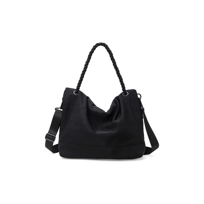 RUIGOR Fabric Tote Bag Shopping Bag Shoulder Bag Crossbody Bag Large Size Unisex Black-4