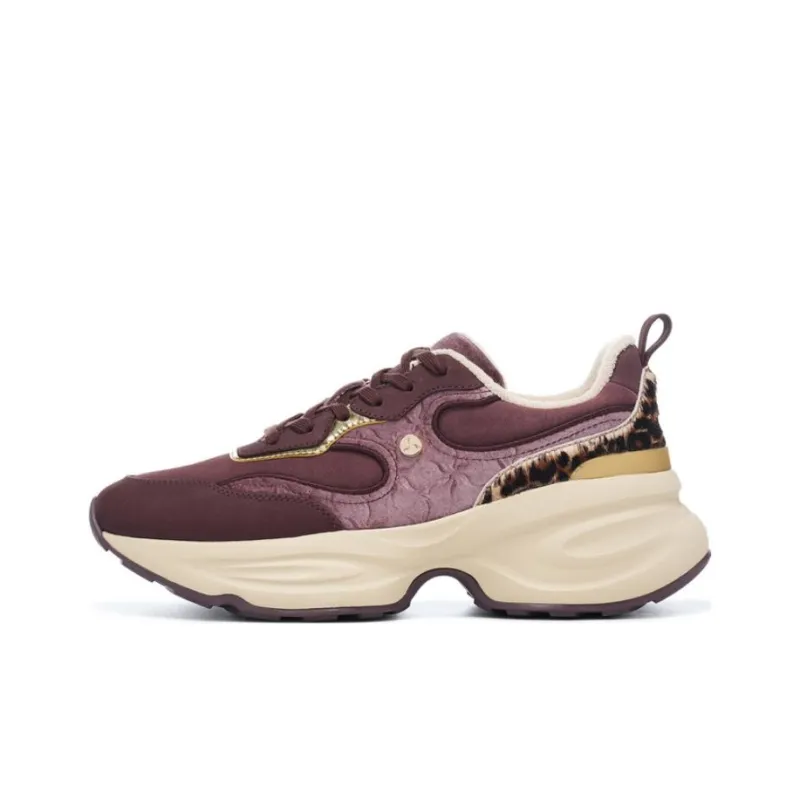 LI NING 1990 Clouds Slip Resistant Cushioning Rebound Low Top Running Shoes Women's Deep Purplish Red-0