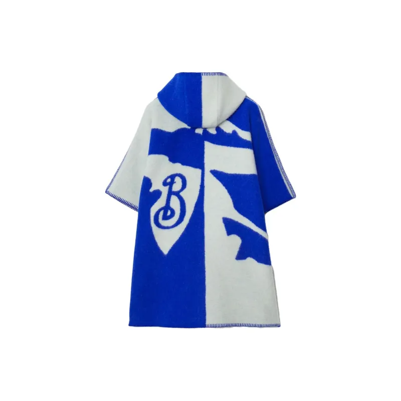 Burberry EKD Wool Blanket Cape Cloak Women's Blue-1
