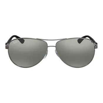 RayBan Stainless Steel Carbon Fiber Aviator Sunglasses Men's Silver