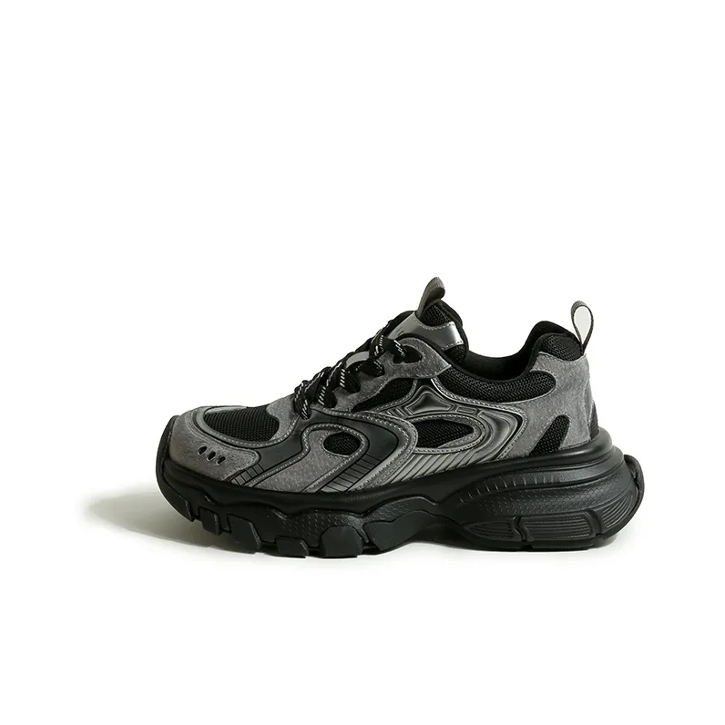 CENTRAL&KITTY Height Increasing Lightweight Low-Top Faded Distressed Chunky Sneakers Women's-0