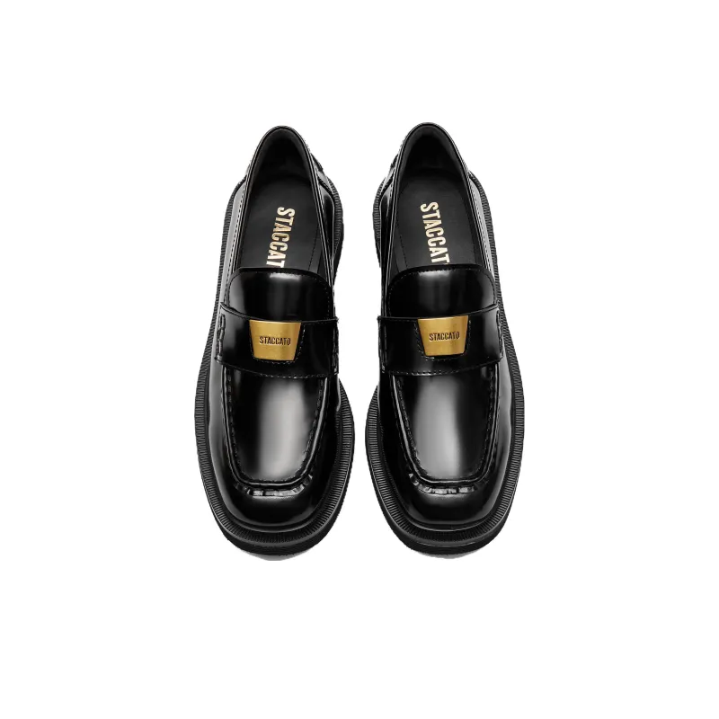 Staccato Small Gold Brick Jazz Loafers 3.5cm Women's-3