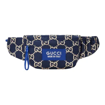GUCCI Recycled Polyester Fanny Pack Tubas Men's Dark Blue & Beige