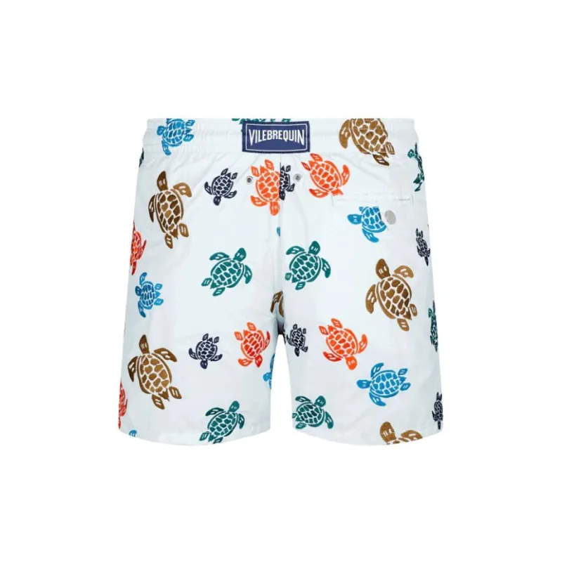 Vilebrequin Men Embroidered Swimwear Ronde Des Tortues Swimming Shorts Men's White-1