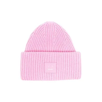 Acne Studios Face patch Ribbed knit Beanie