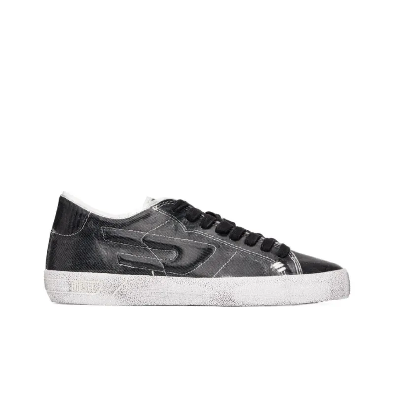 DIESEL S Leroji Low Top Skateboard Shoes Men's Gray Black-1