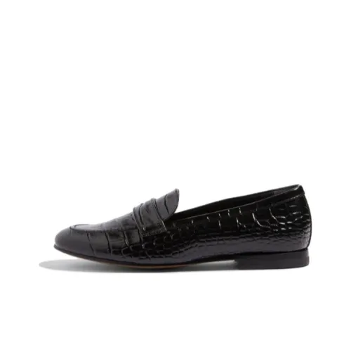 SCAROSSO Crocodile-effect Leather Loafers