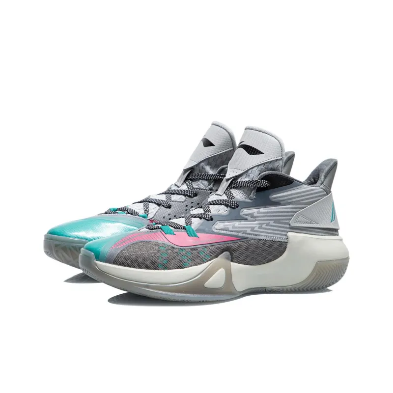 LiNing Blast Cushioned Slip-Resistant Mid-Top Basketball Shoes Men's Shark Gray-2
