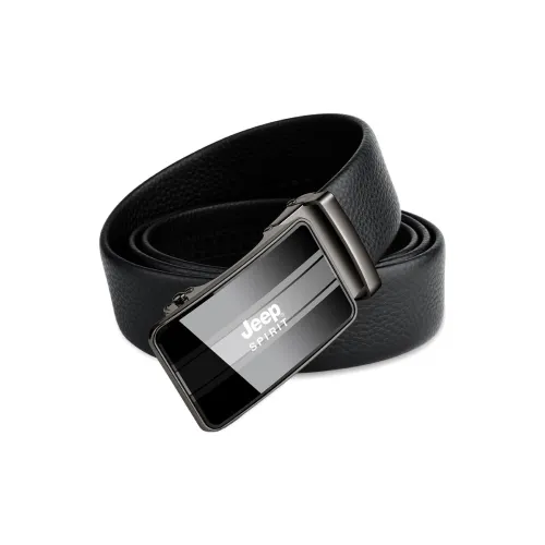 JEEP SPIRIT Automatic Buckle Head Cow Leather Leather Belts Men's Black