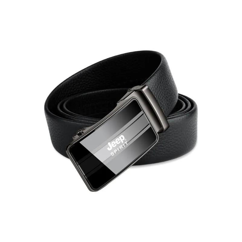 JEEP SPIRIT Automatic Buckle Head Cow Leather Leather Belts Men's Black-0