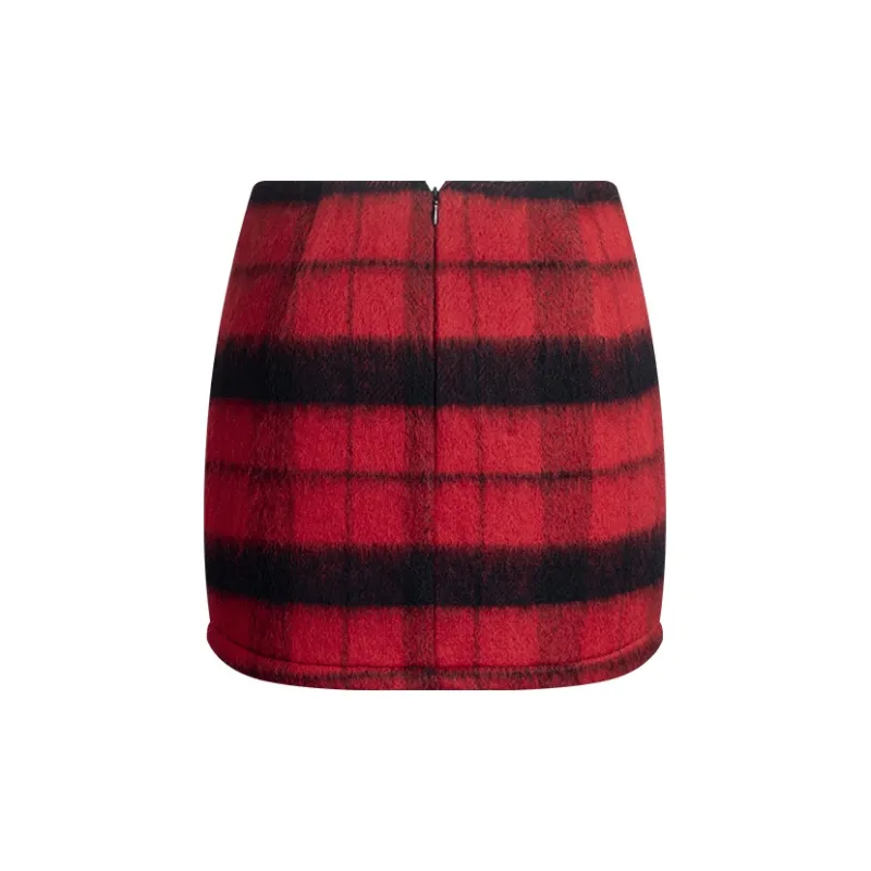 Barb Chill Preppy Series Casual Short Skirts Women's Red Plaid-1