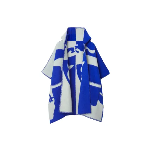 Burberry EKD Wool Blanket Cape Cloaks Women's Blue