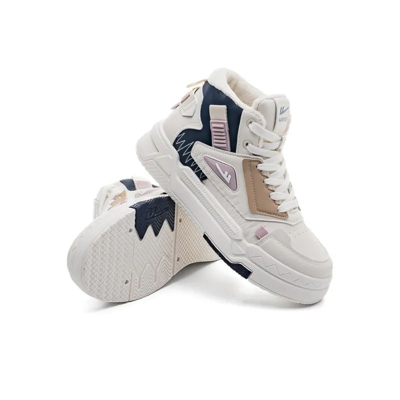 Warrior Wing Series Slip Resistant Water Resistant High Top Skateboard Shoes Men's Beige Blue Pink-10