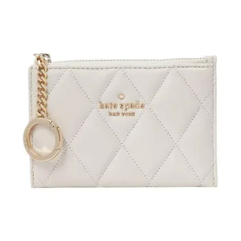Kate Spade Quilted Leather Card Holder Small Size Women's White