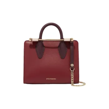 Strathberry Cow Leather Chain Bag Crossbody Bag Shoulder Bag Mini Women's Deep Red Multicolor
