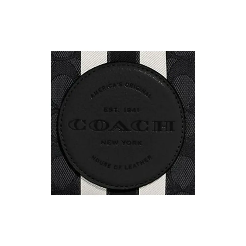 COACH Dempsey Leather Wrist Bag Makeup Bag Trumpets Women's Black-4