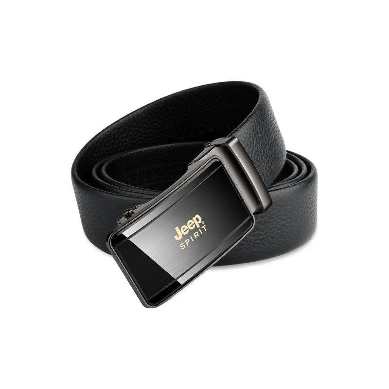 JEEP SPIRIT Alloy Automatic Buckle Head Cow Leather Leather Belts Men's Black-0