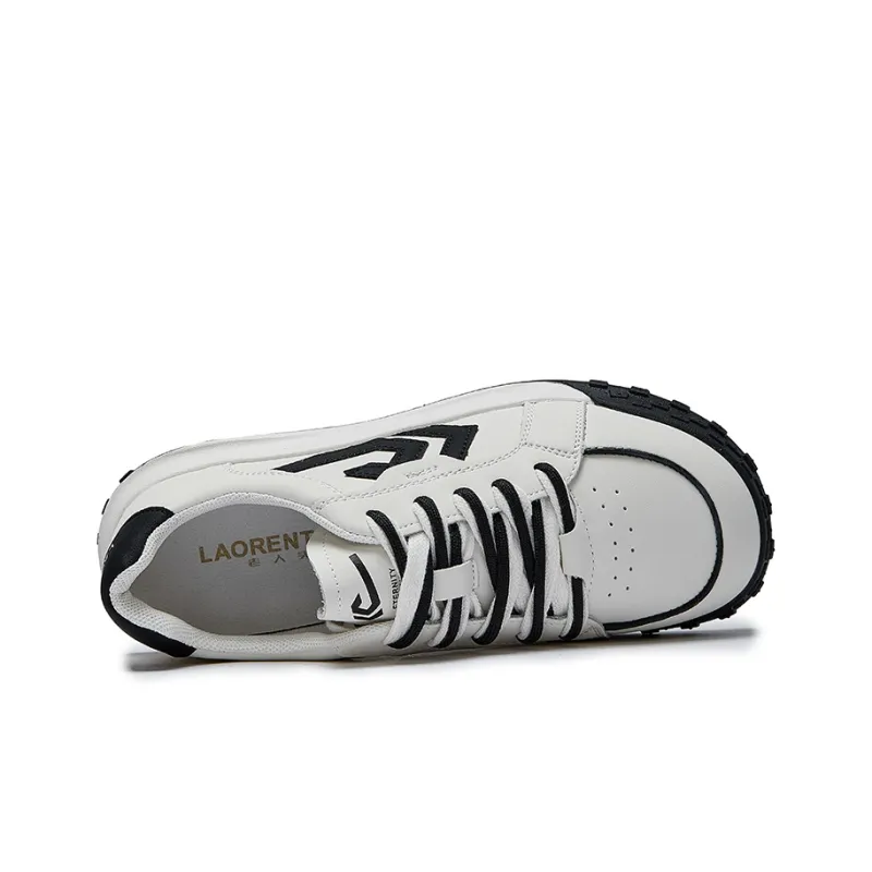 LAORENTOU Durable Lightweight And Breathable Low Top Skateboard Shoes 2cm Women's Beige Black-3