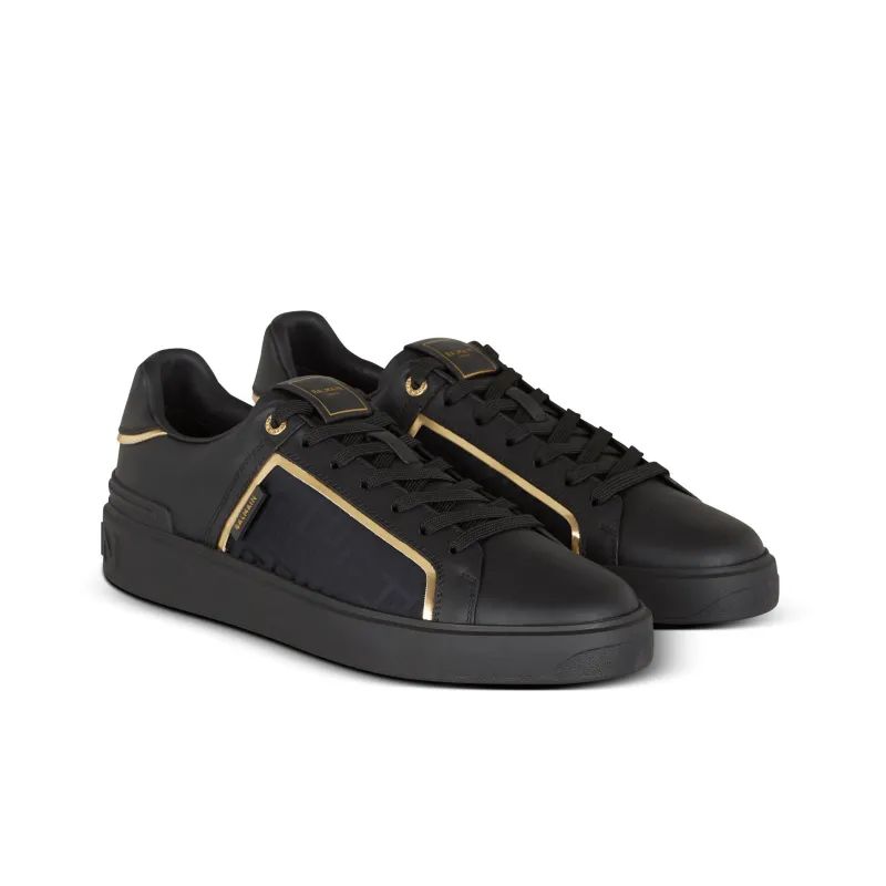 BALMAIN B Court Low Top Skateboard Shoes Men's Black Gold-1