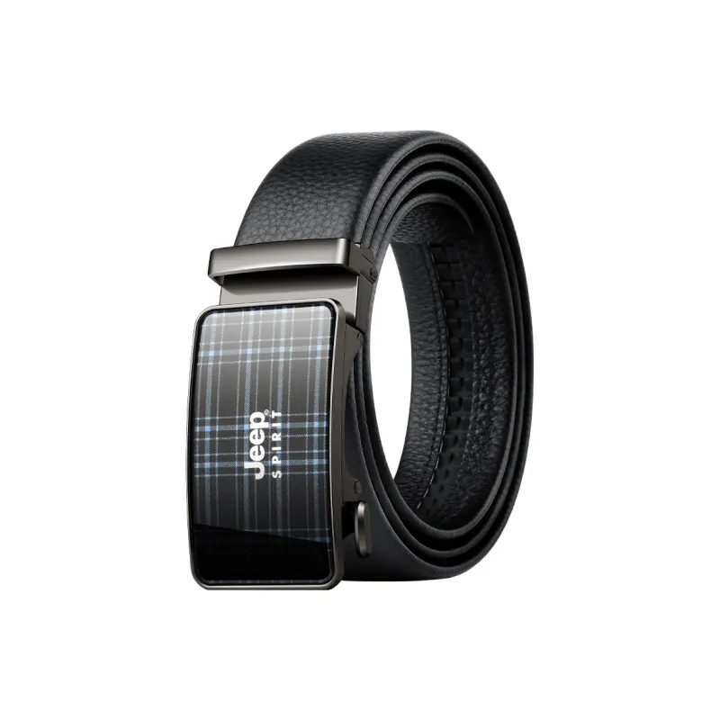 JEEP SPIRIT Alloy Buckle Cow Leather Leather Belts Men's Black-3