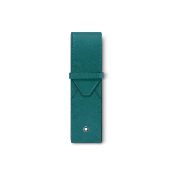 MONTBLANC Grain Cow Leather Pen Pouch Storage Bag Unisex Turquoise Blue
