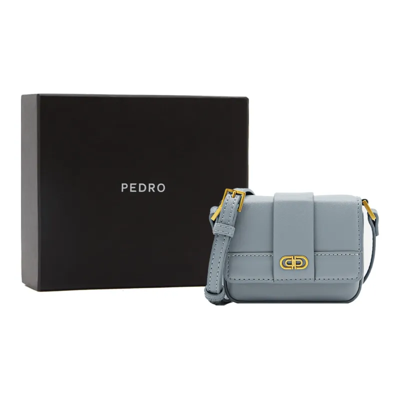 PEDRO Cow Leather Small Crossbody Bag, Crossbody Bag Small Size Men's Black/Light Gray/Blue-8