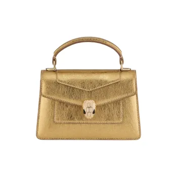 BVLGARI Calfskin Shoulder Bag Crossbody Bag Handbag Mini Women's Gold