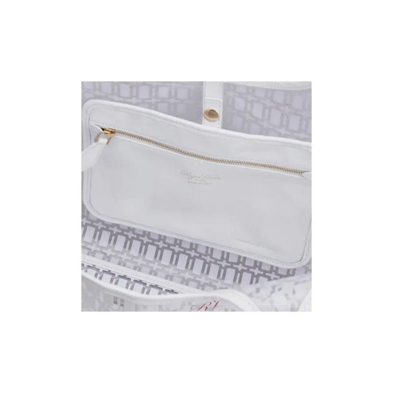 Roger Vivier Leather Tote Bag Shopping Bag Handbag Shoulder Bag Medium Size Women's White-4