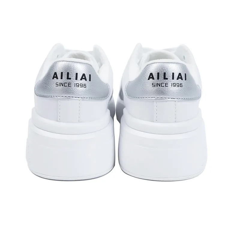 AILIAI Ailei Height Increasing Lightweight Slip Resistant Low Top White Sneakers Unisex White-3