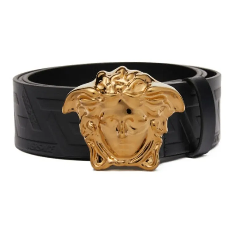 VERSACE Logo Pattern Men's Black Width: 2.5CM-0