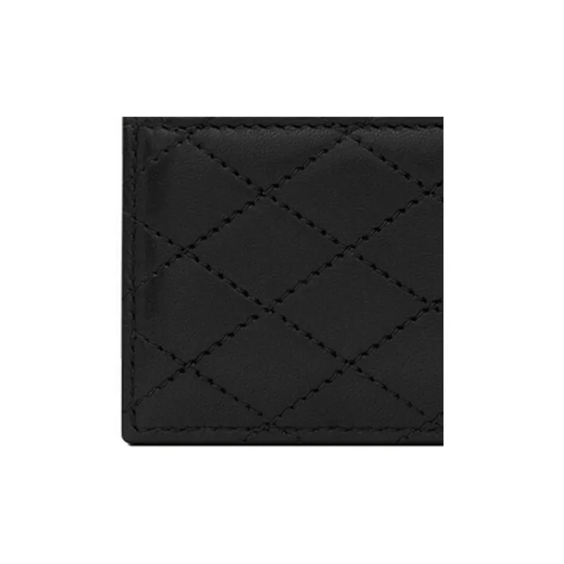 SAINT LAURENT GABY Quilting Sheepskin Card Holder Women's Black-4