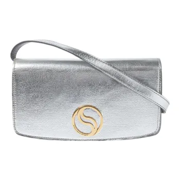 Stella McCartney S Wave Recycled Polyester Wrist Bag Clutch Mini Women's Silver