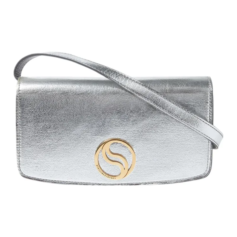 Stella McCartney S Wave Recycled Polyester Wrist Bag Clutch Mini Women's Silver-0