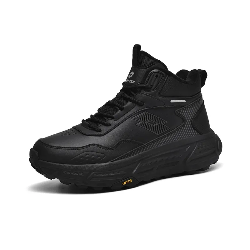 LOTTO Cushioning Height Increasing Wear-Resistant Slip-Resistant High-Top Casual Shoes Men's Black-1