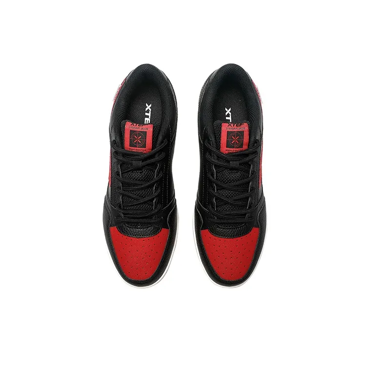 XTEP Waterproof And Wear-resistant Low-Top Skateboard Shoes Men's Black/Exceeding Red-3