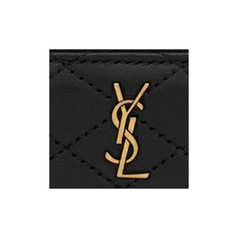 SAINT LAURENT GABY Quilting Sheepskin Card Holder Women's Black-3