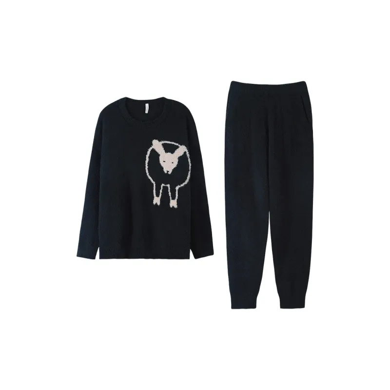 Sha Qian Pajama Set Autumn And Winter Season Men's Dark Gray-0