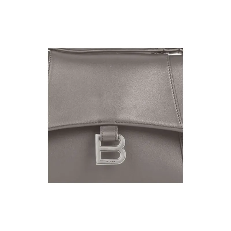 Balenciaga Downtown Smooth Calf Leather Handbag Shoulder Bag Crossbody Bag Small Size Unisex Gray-3