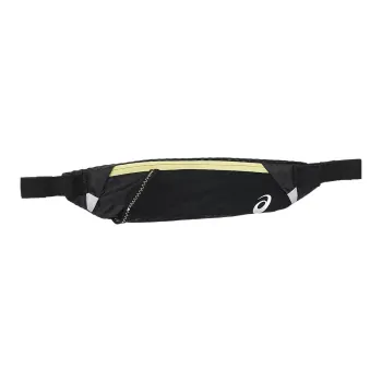 Asics Polyester One Shoulder Crossbody Fanny Pack Medium Size Unisex Performance Black&Glowing Yellow